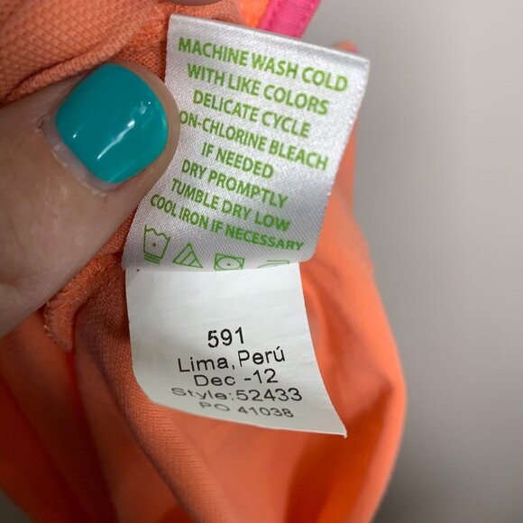 Lilly Pulitzer Orange Polo Shirt Large Classic Preppy Logo - Picture 8 of 8